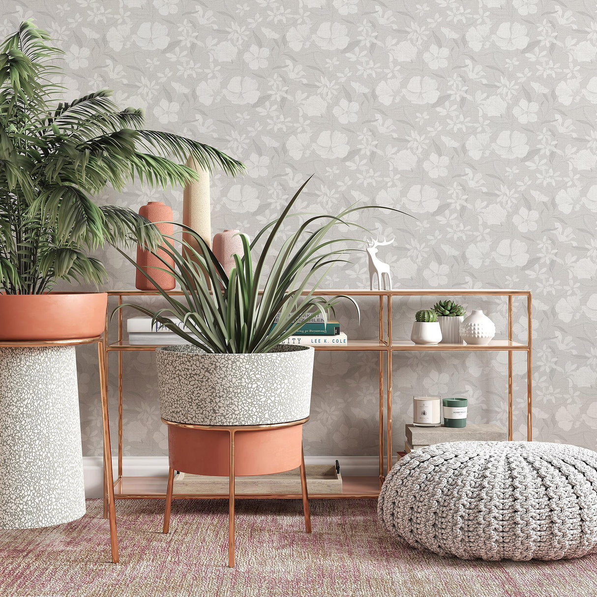 Veer Decor Floral Breeze Grey Wallpaper