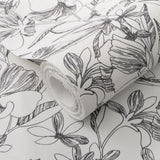 Veer Decor Floral Breeze Black Wallpaper