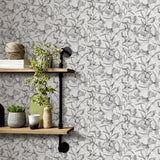 Veer Decor Floral Breeze Black Wallpaper