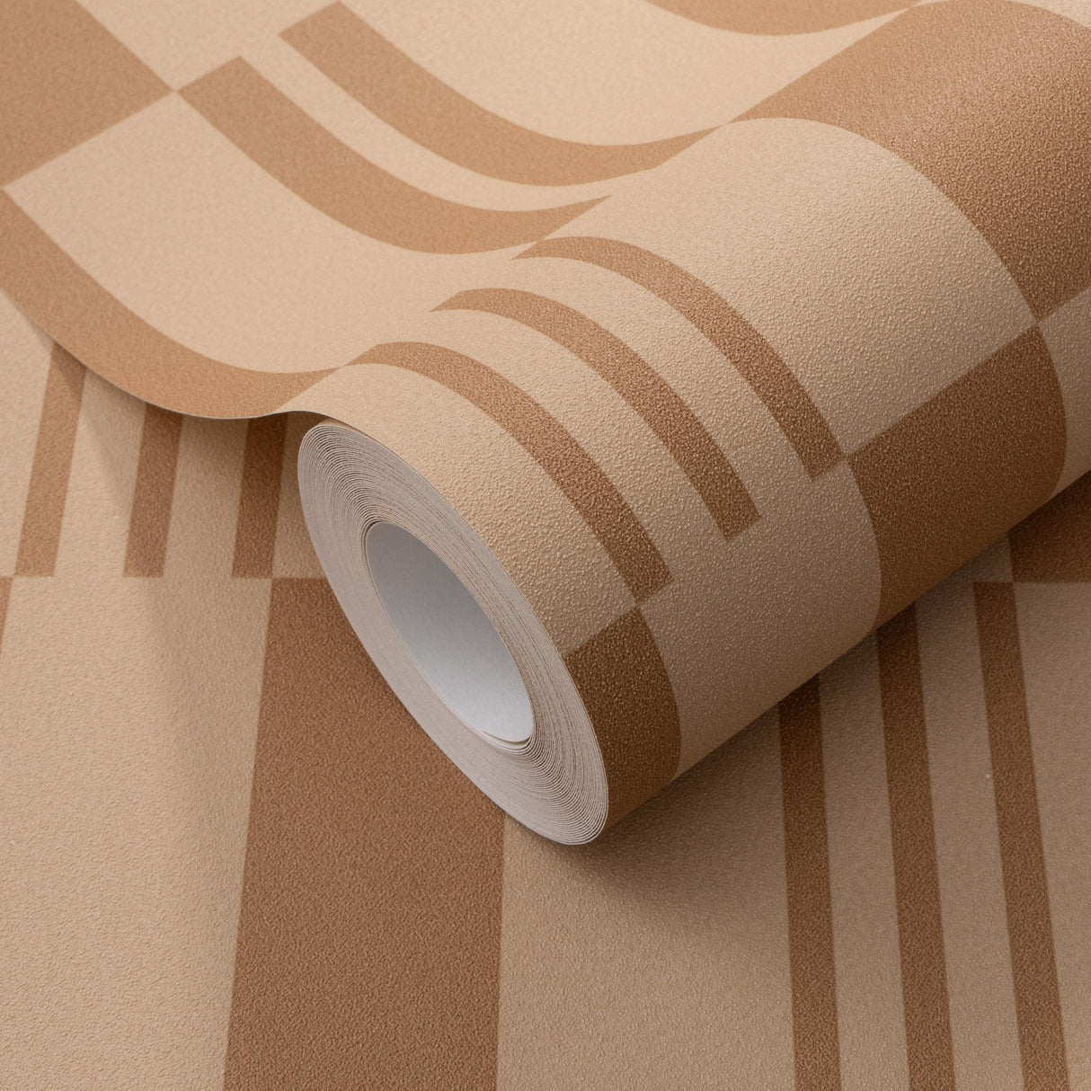 Veer Decor Sun Geo Stripe Brown Wallpaper