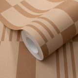 Veer Decor Sun Geo Stripe Brown Wallpaper