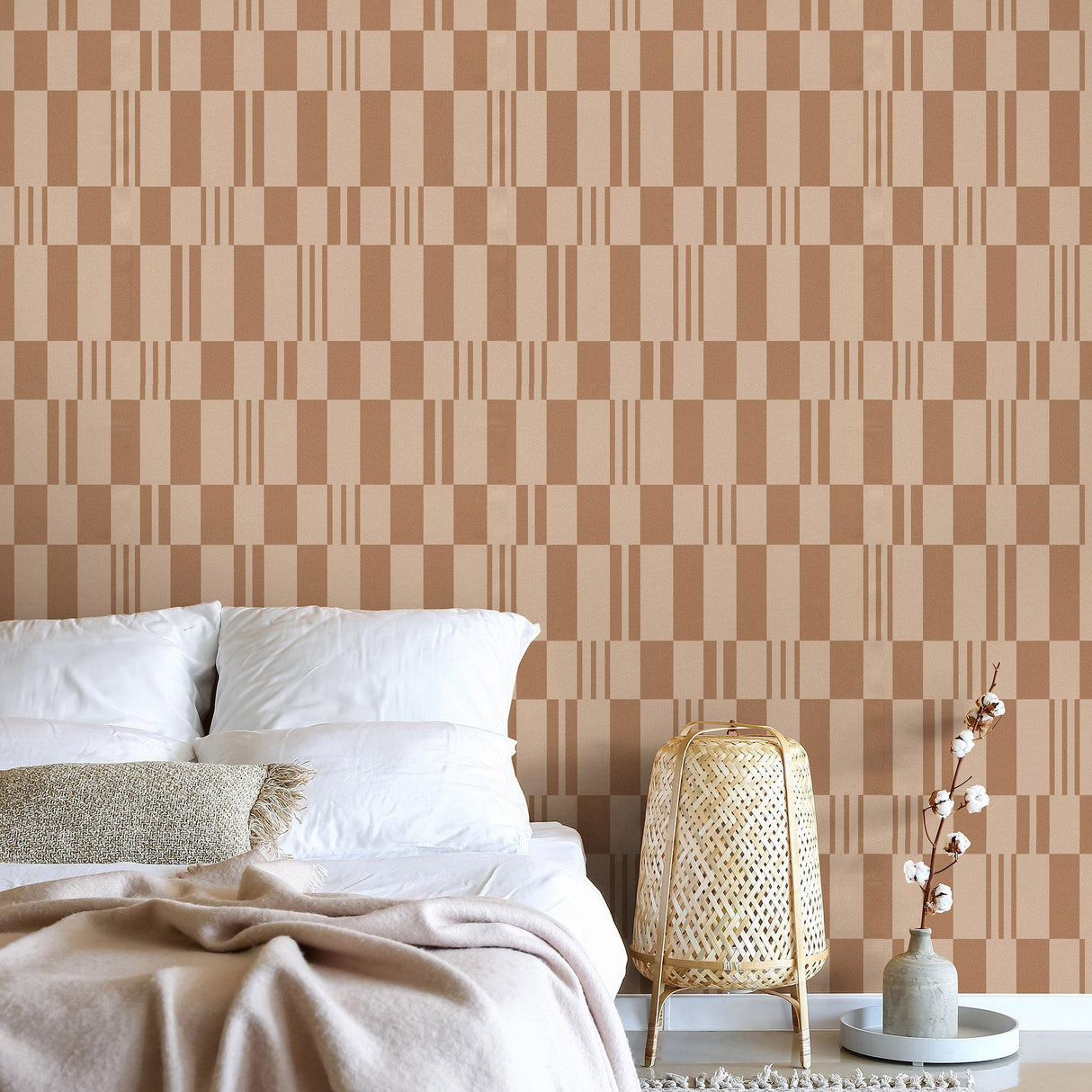 Veer Decor Sun Geo Stripe Brown Wallpaper