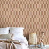 Veer Decor Sun Geo Stripe Brown Wallpaper
