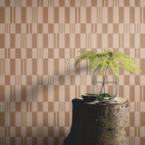 Veer Decor Sun Geo Stripe Brown Wallpaper