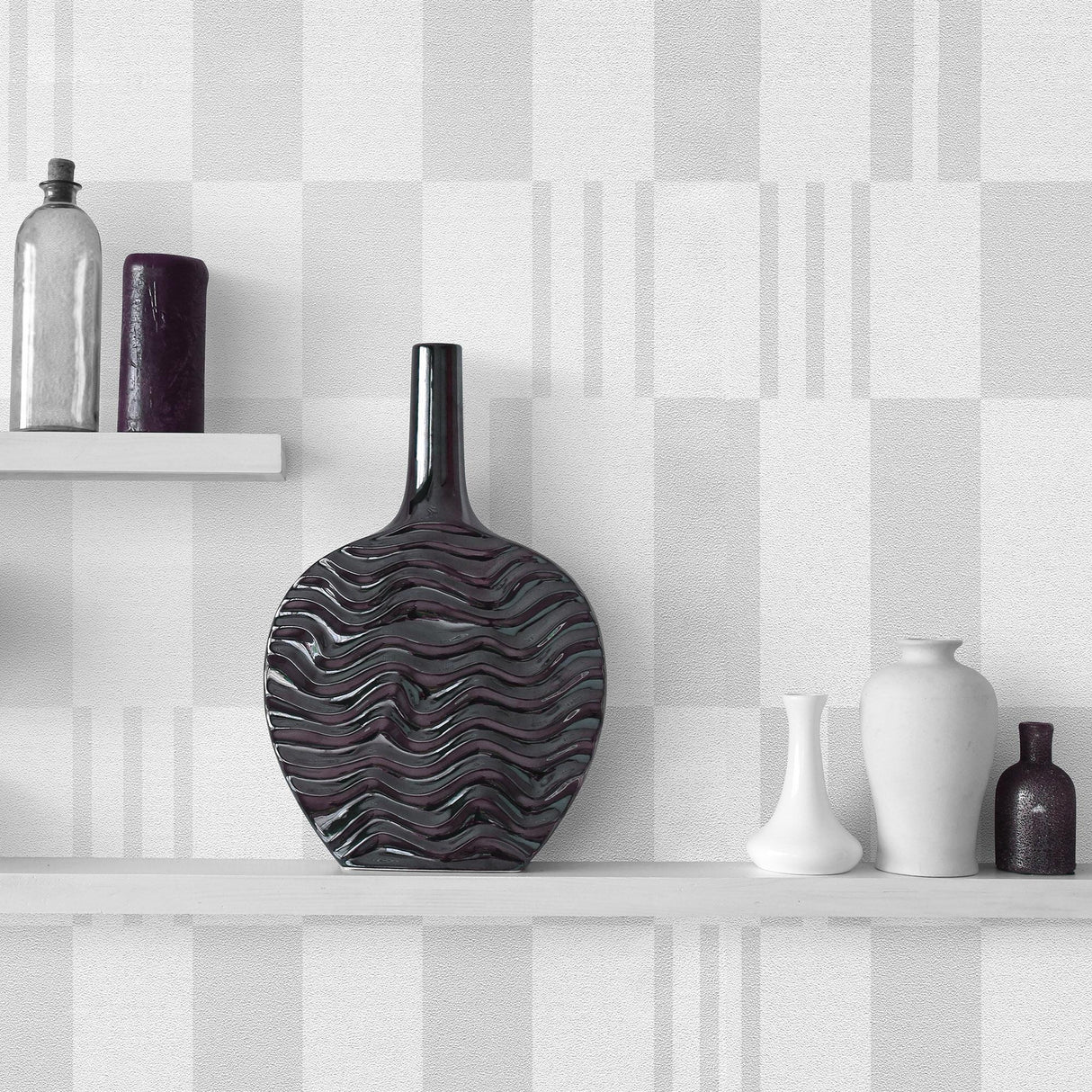 Veer Decor Sun Geo Stripe Grey Wallpaper