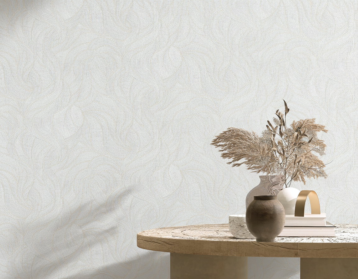 Veer Decor Linen Slub White Wallpaper