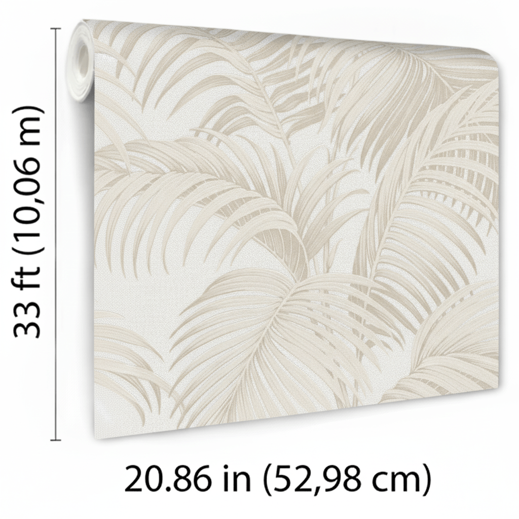 Veer Decor Sculpted Tropical Leaf Beige Wallpaper
