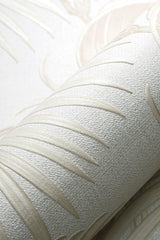 Veer Decor Sculpted Tropical Leaf Beige Wallpaper