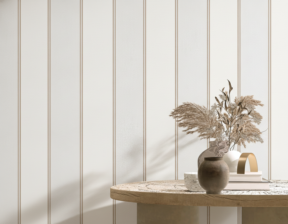 Veer Decor Sculpted Panel Stripe Beige Wallpaper