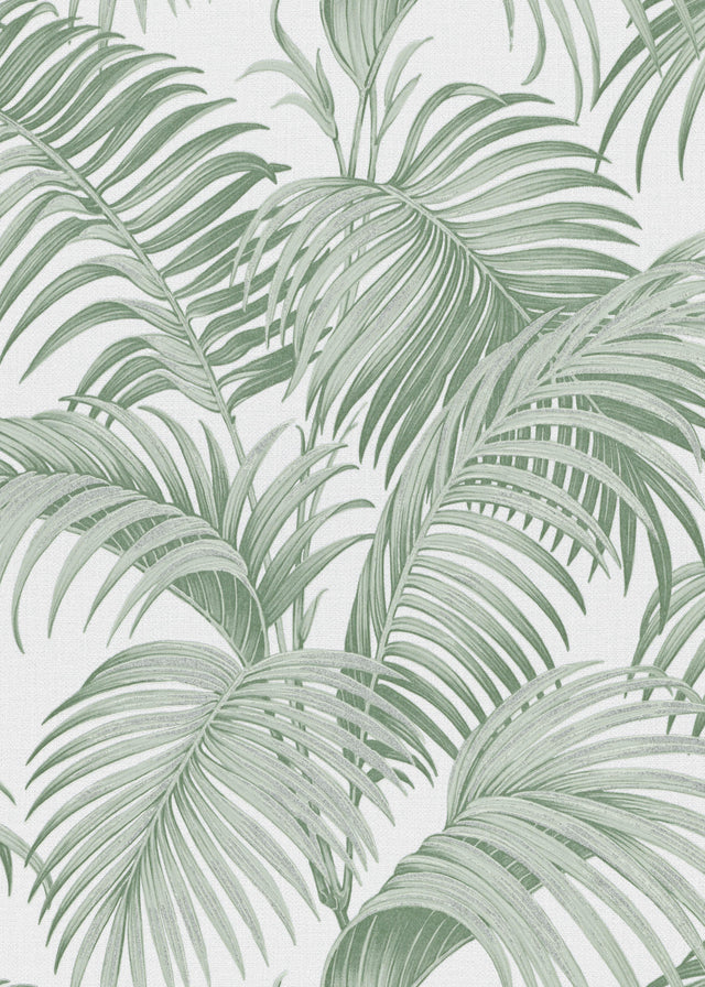 Veer Decor Sculpted Tropical Leaf Green Wallpaper