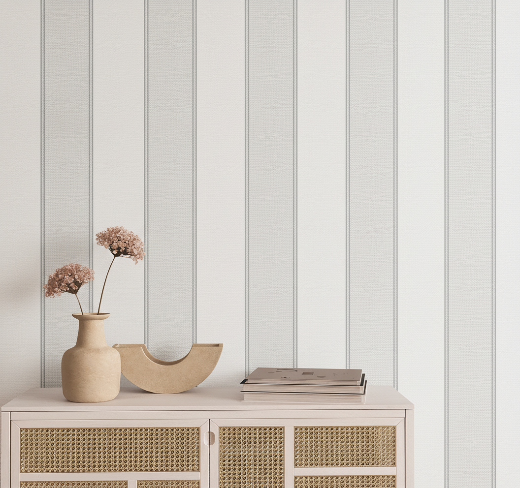 Veer Decor Sculpted Panel Stripe Grey Wallpaper
