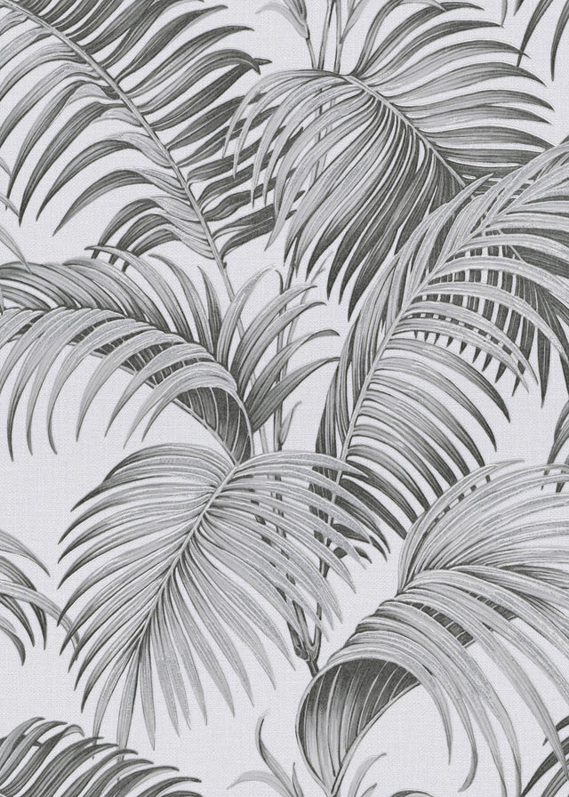 Veer Decor Sculpted Tropical Leaf Black Wallpaper