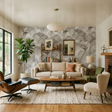Veer Decor Sculpted Tropical Leaf Black Wallpaper