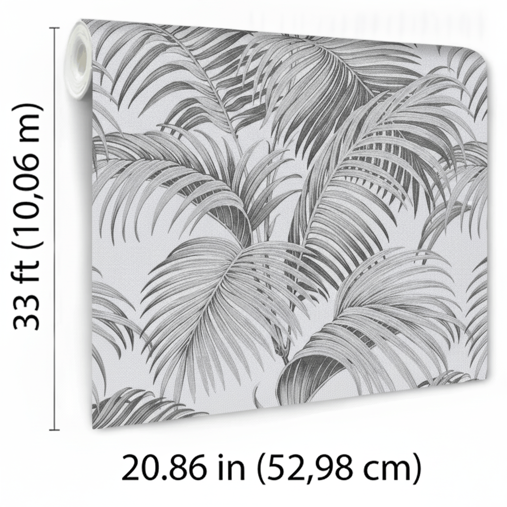 Veer Decor Sculpted Tropical Leaf Black Wallpaper