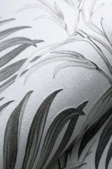 Veer Decor Sculpted Tropical Leaf Black Wallpaper