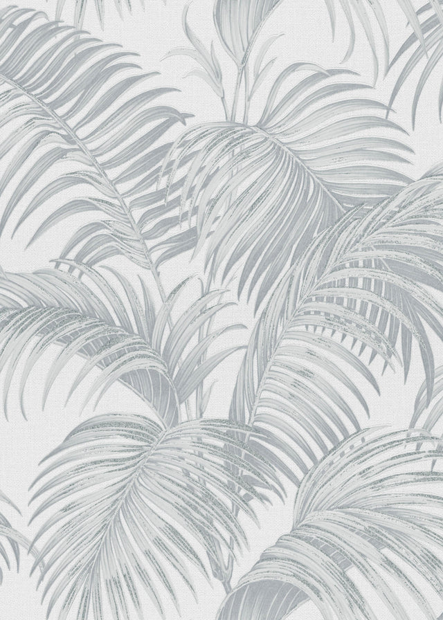 Veer Decor Sculpted Tropical Leaf Light Grey Wallpaper