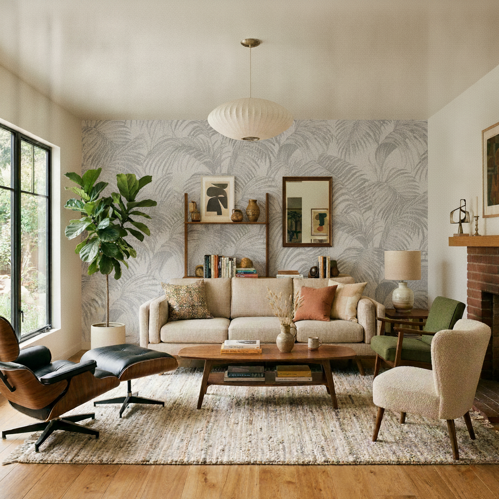 Veer Decor Sculpted Tropical Leaf Light Grey Wallpaper