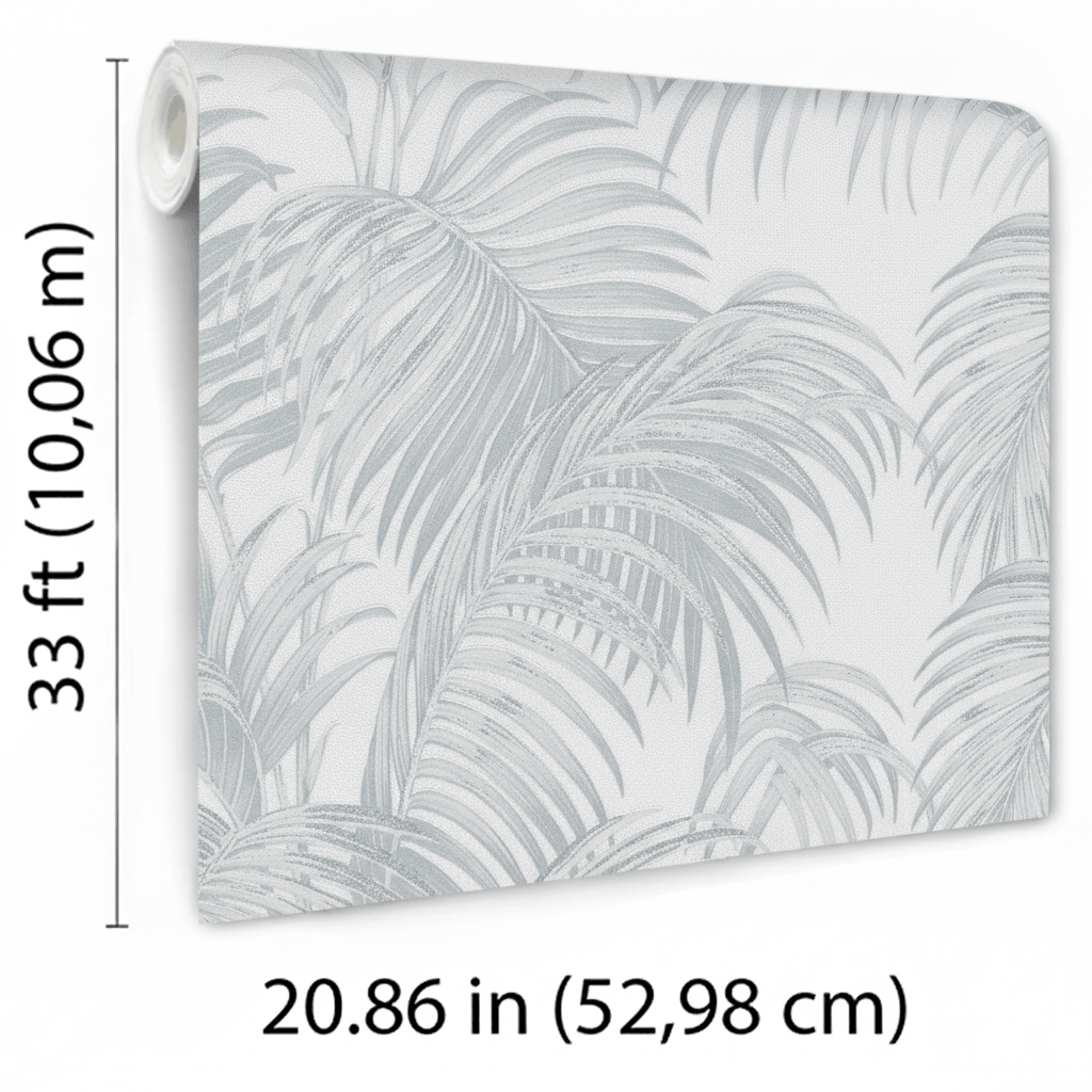 Veer Decor Sculpted Tropical Leaf Light Grey Wallpaper