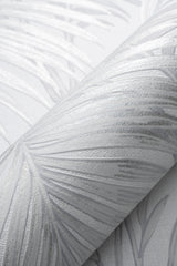 Veer Decor Sculpted Tropical Leaf Light Grey Wallpaper