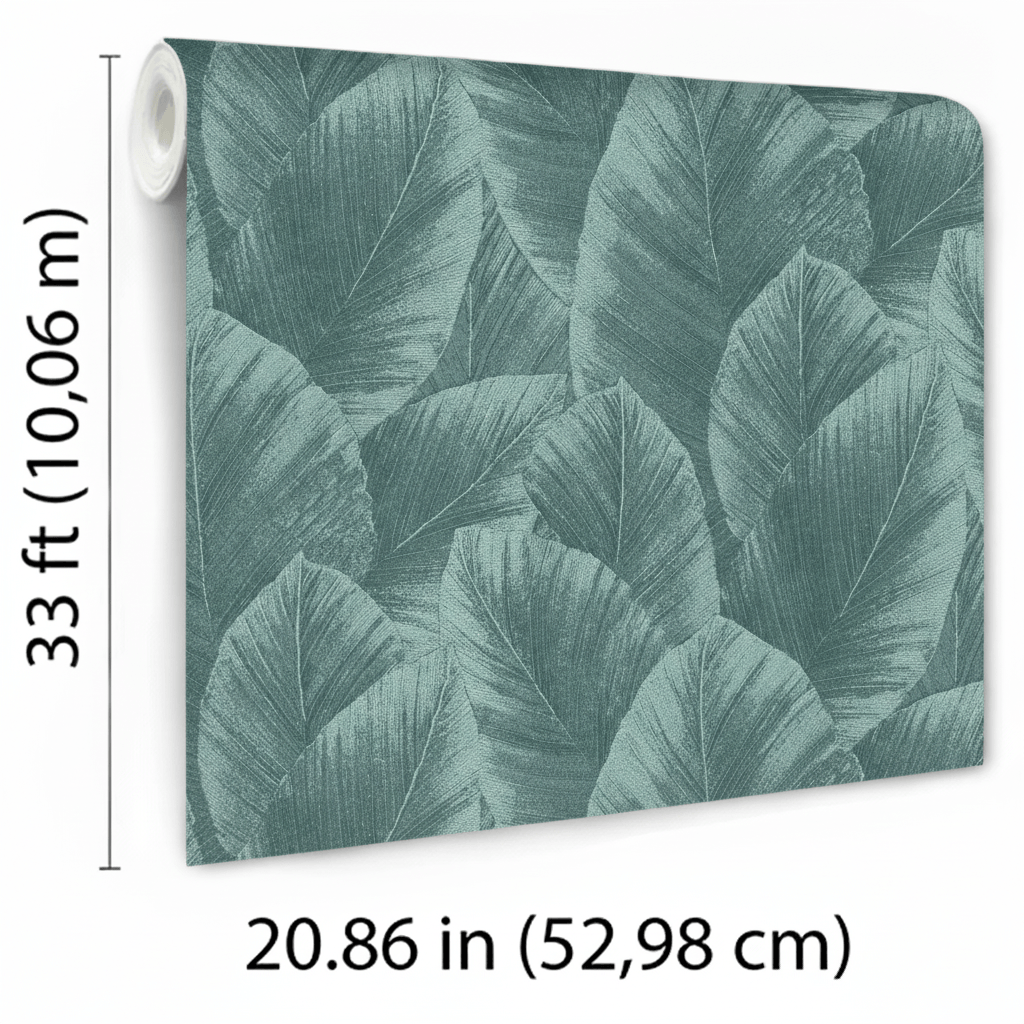 Veer Decor Etched Palm Canopy Green Wallpaper