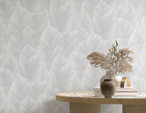 Veer Decor Etched Palm Canopy Light Grey Wallpaper