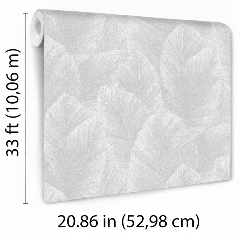Veer Decor Etched Palm Canopy Light Grey Wallpaper