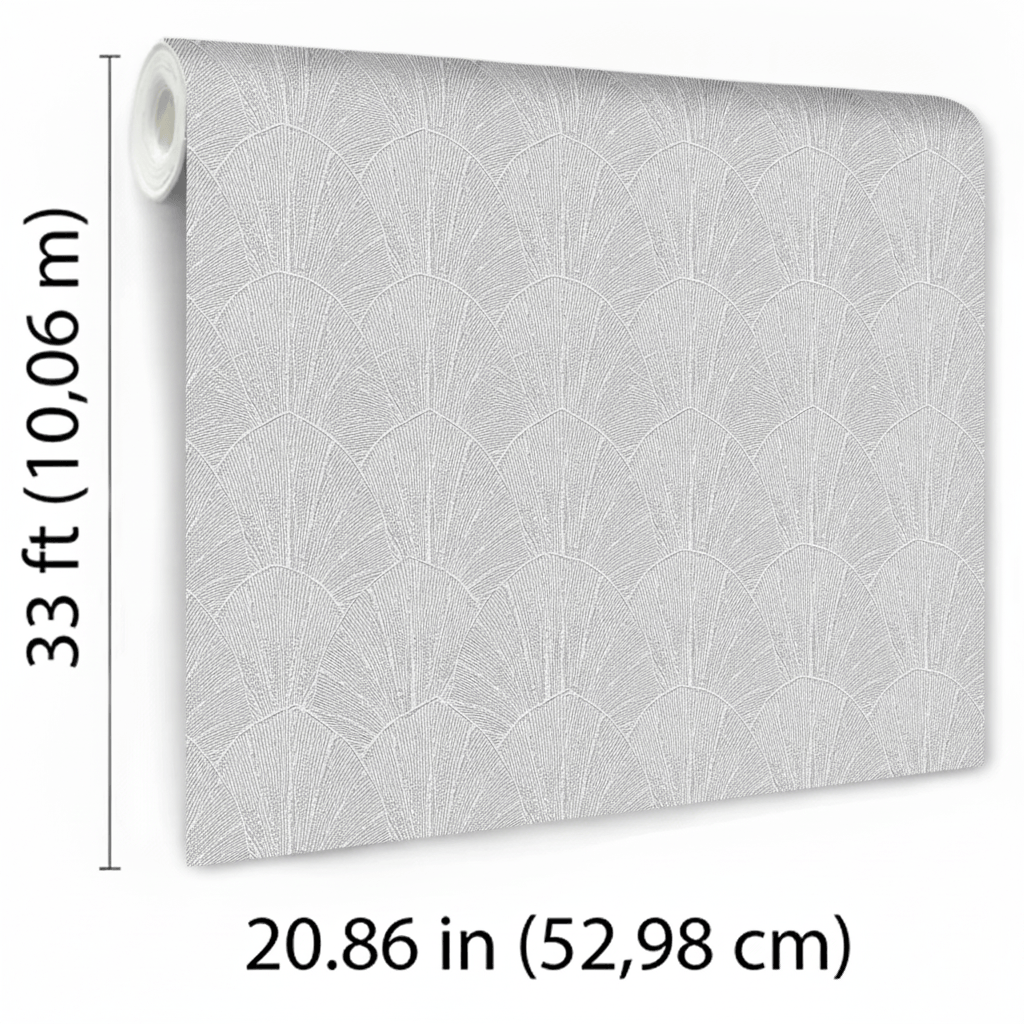 Veer Decor Sculpted Fan Leaf Cream Wallpaper