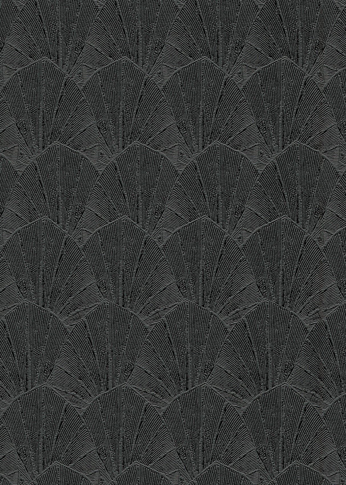 Veer Decor Sculpted Fan Leaf Black Wallpaper