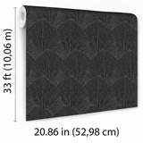 Veer Decor Sculpted Fan Leaf Black Wallpaper