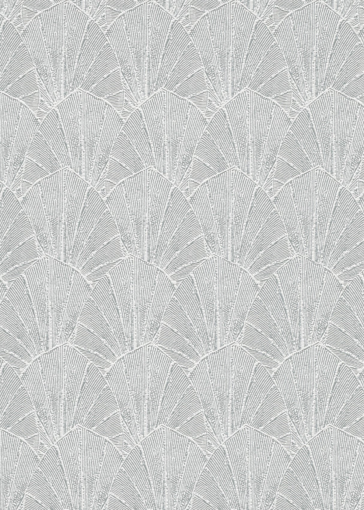 Veer Decor Sculpted Fan Leaf Silver Wallpaper