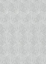 Veer Decor Sculpted Fan Leaf Silver Wallpaper