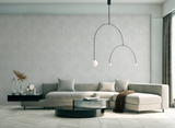 Veer Decor Sculpted Fan Leaf Silver Wallpaper