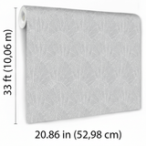 Veer Decor Sculpted Fan Leaf Silver Wallpaper