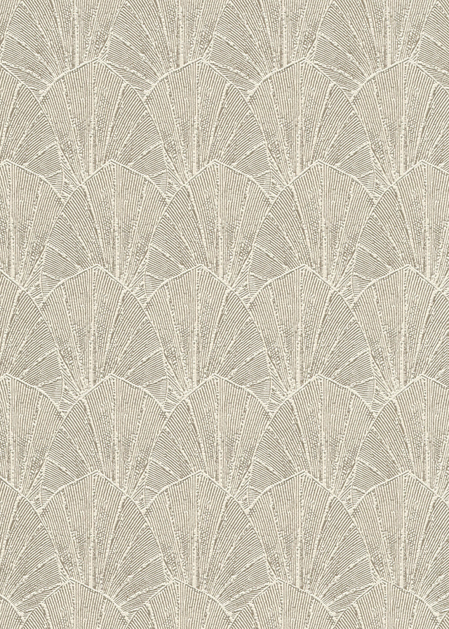 Veer Decor Sculpted Fan Leaf Gold Wallpaper