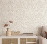 Veer Decor Sculpted Damask Beige Wallpaper