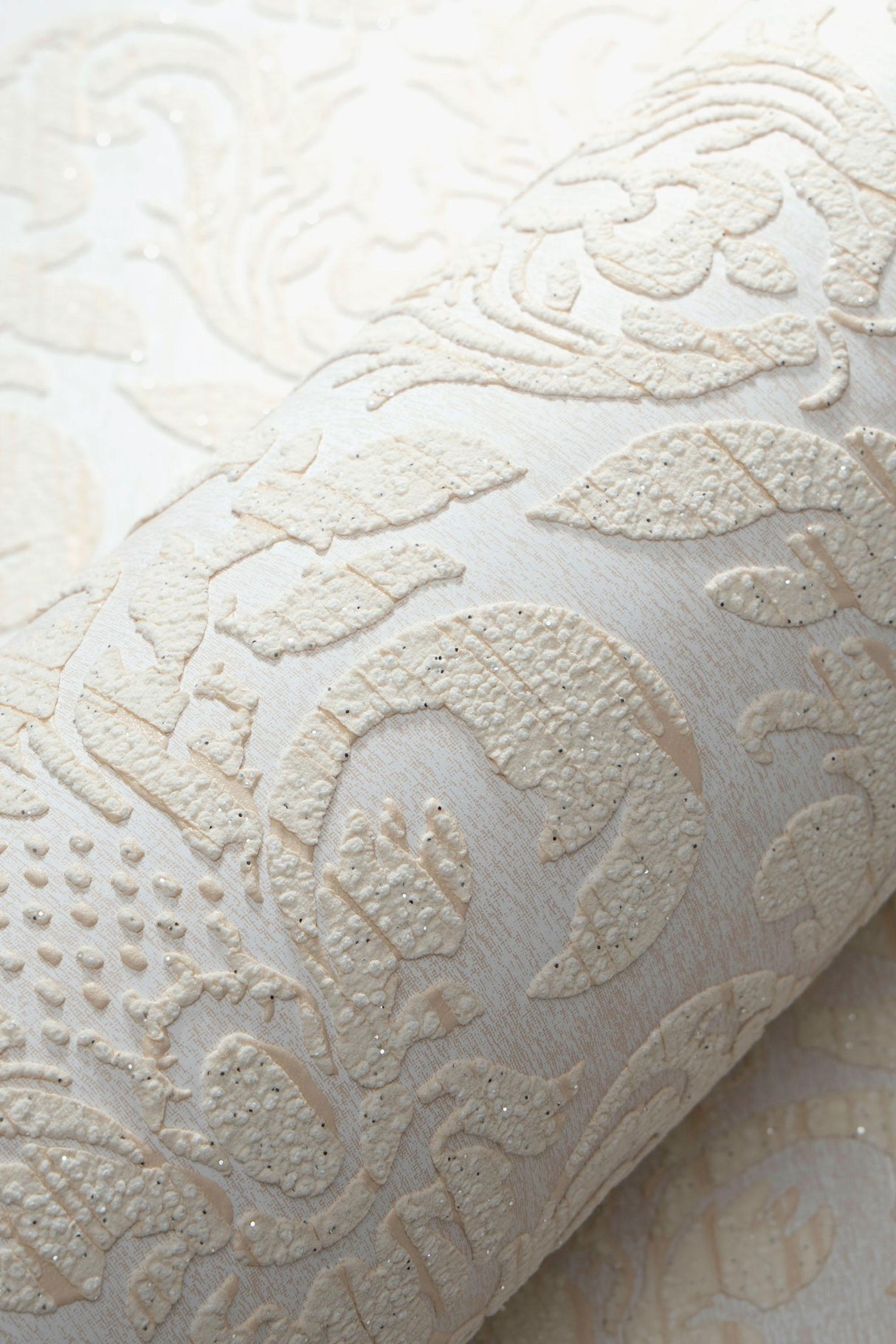 Veer Decor Sculpted Damask Beige Wallpaper