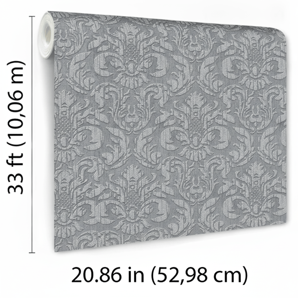 Veer Decor Sculpted Damask Anthracite Wallpaper