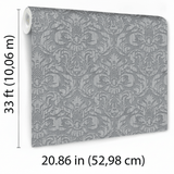 Veer Decor Sculpted Damask Anthracite Wallpaper
