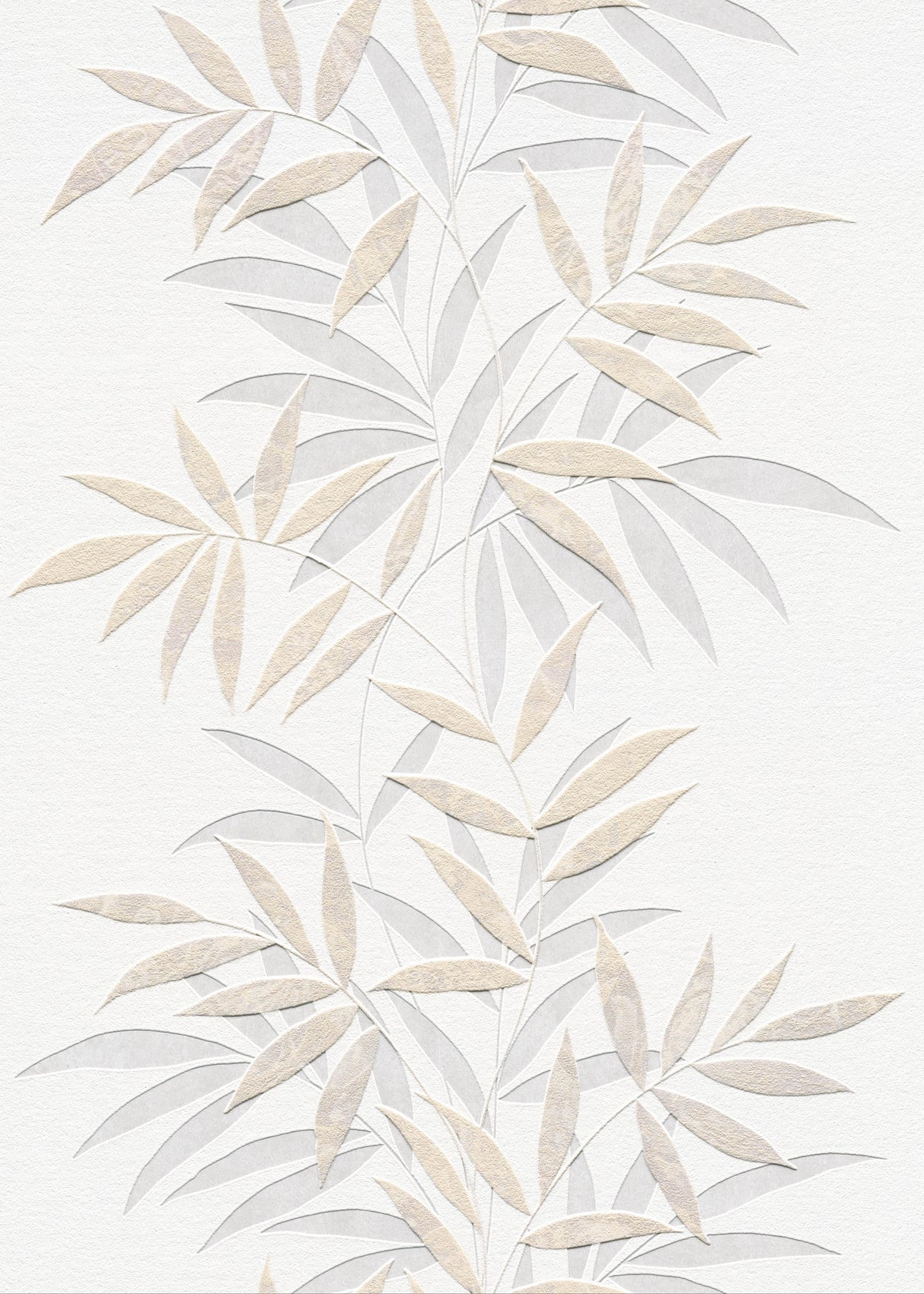 Veer Decor Raised Bamboo Leaf Beige Wallpaper