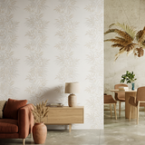 Veer Decor Raised Bamboo Leaf Beige Wallpaper