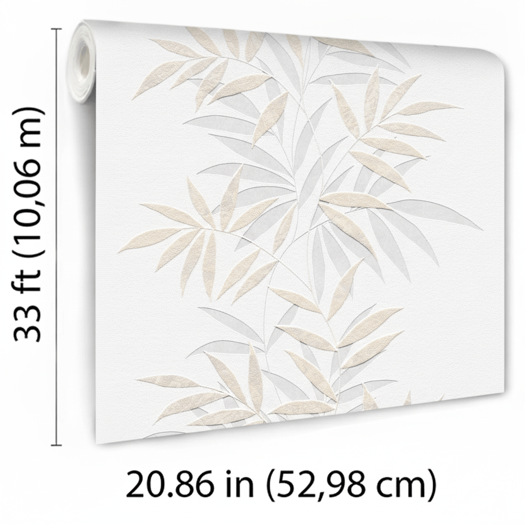 Veer Decor Raised Bamboo Leaf Beige Wallpaper