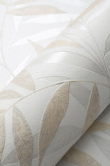 Veer Decor Raised Bamboo Leaf Beige Wallpaper