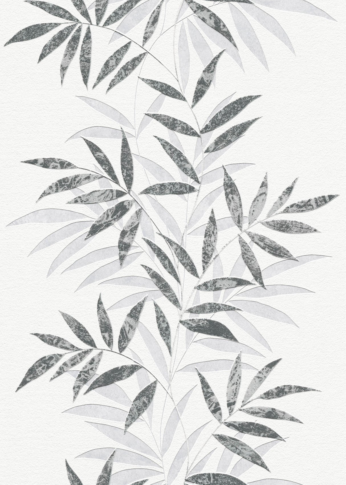 Veer Decor Raised Bamboo Leaf Black Wallpaper