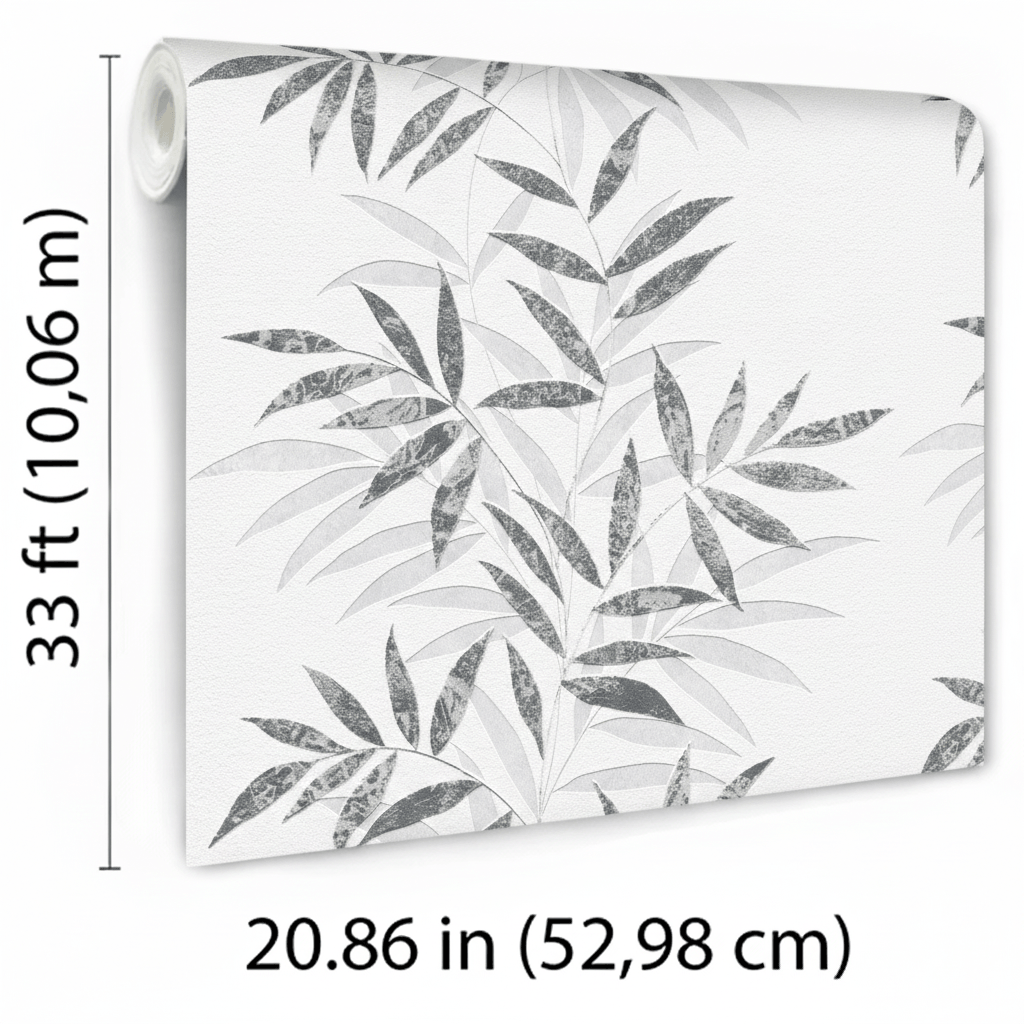 Veer Decor Raised Bamboo Leaf Black Wallpaper