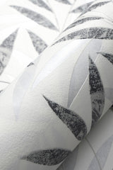 Veer Decor Raised Bamboo Leaf Black Wallpaper