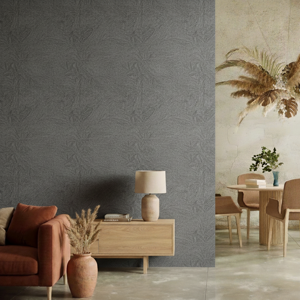 Veer Decor Sculpted Whispering Dunes Anthracite Wallpaper