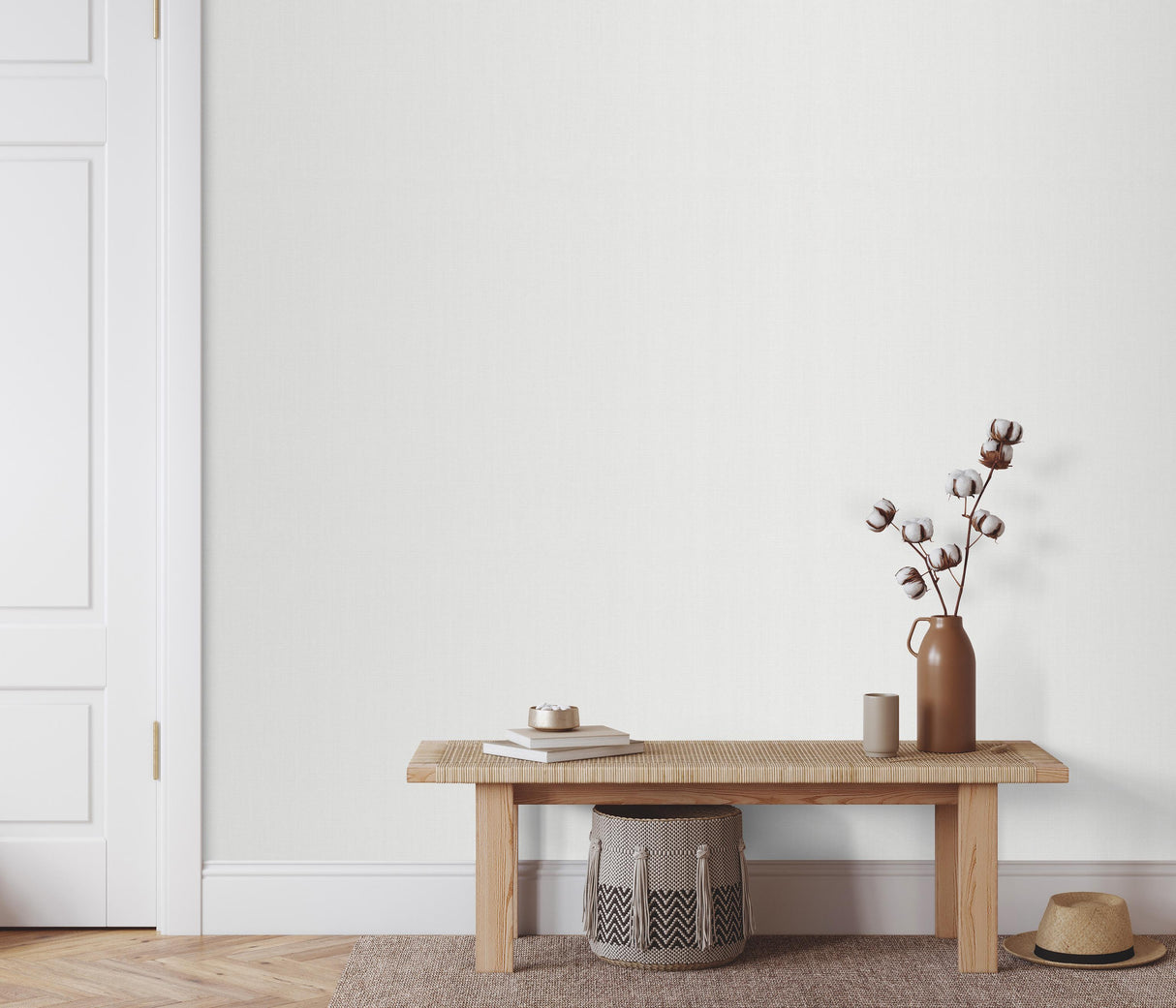 Veer Decor Fine Vertical Linen Texture White Wallpaper