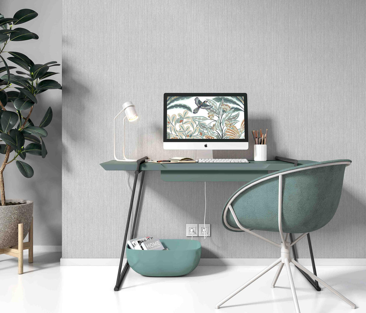 Veer Decor Fine Vertical Linen Texture Grey Wallpaper