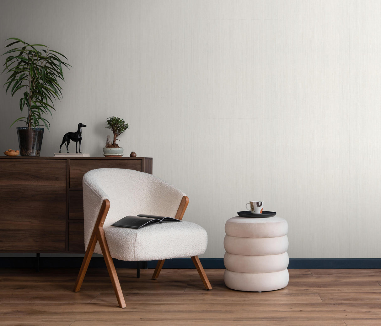 Veer Decor Fine Vertical Linen Texture Cream Wallpaper