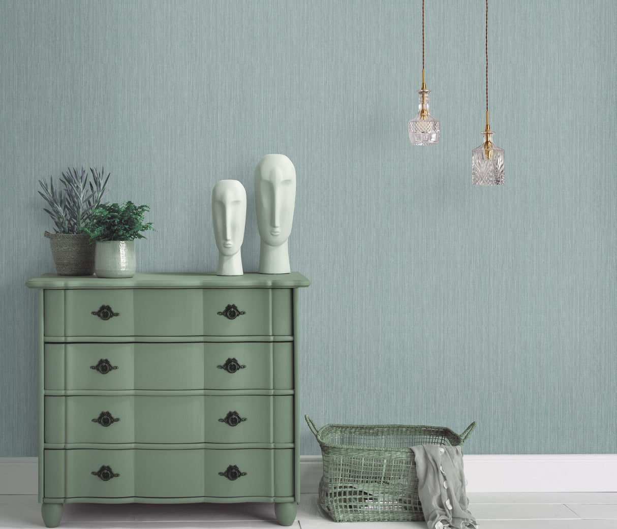 Veer Decor Fine Vertical Linen Texture Petroleum Wallpaper